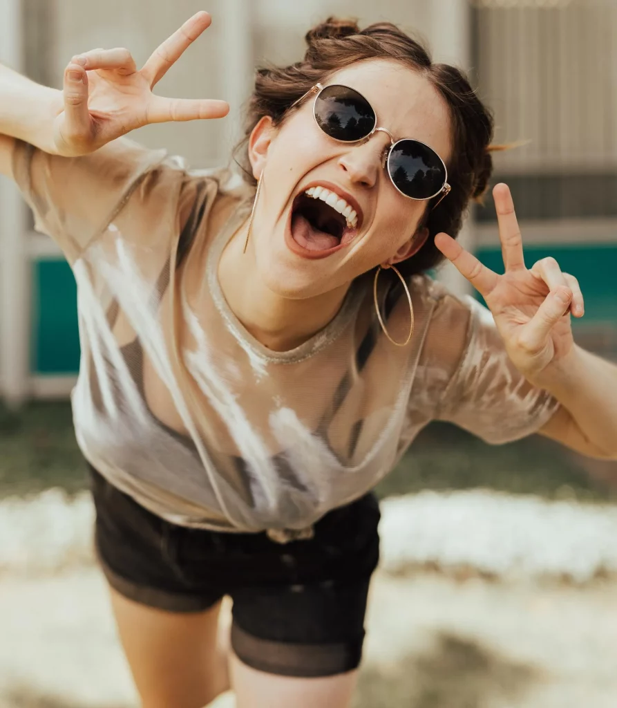 Happy girl wearing glasses